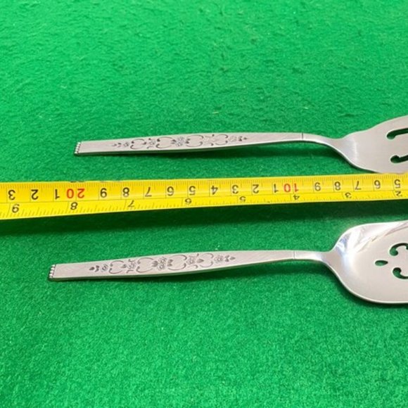 Pierced Serving Spoon and Fork, Stanless, Vintage Silverware, Gift for Mother, A - Picture 6 of 10